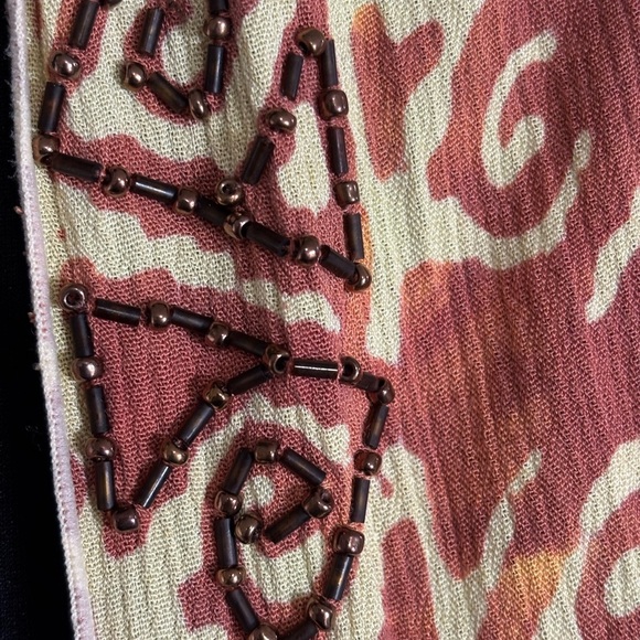 Soft Surroundings Open Front Kimono Cardigan Beaded Trim Crinkle Rayon Boho 3X - Picture 3 of 10